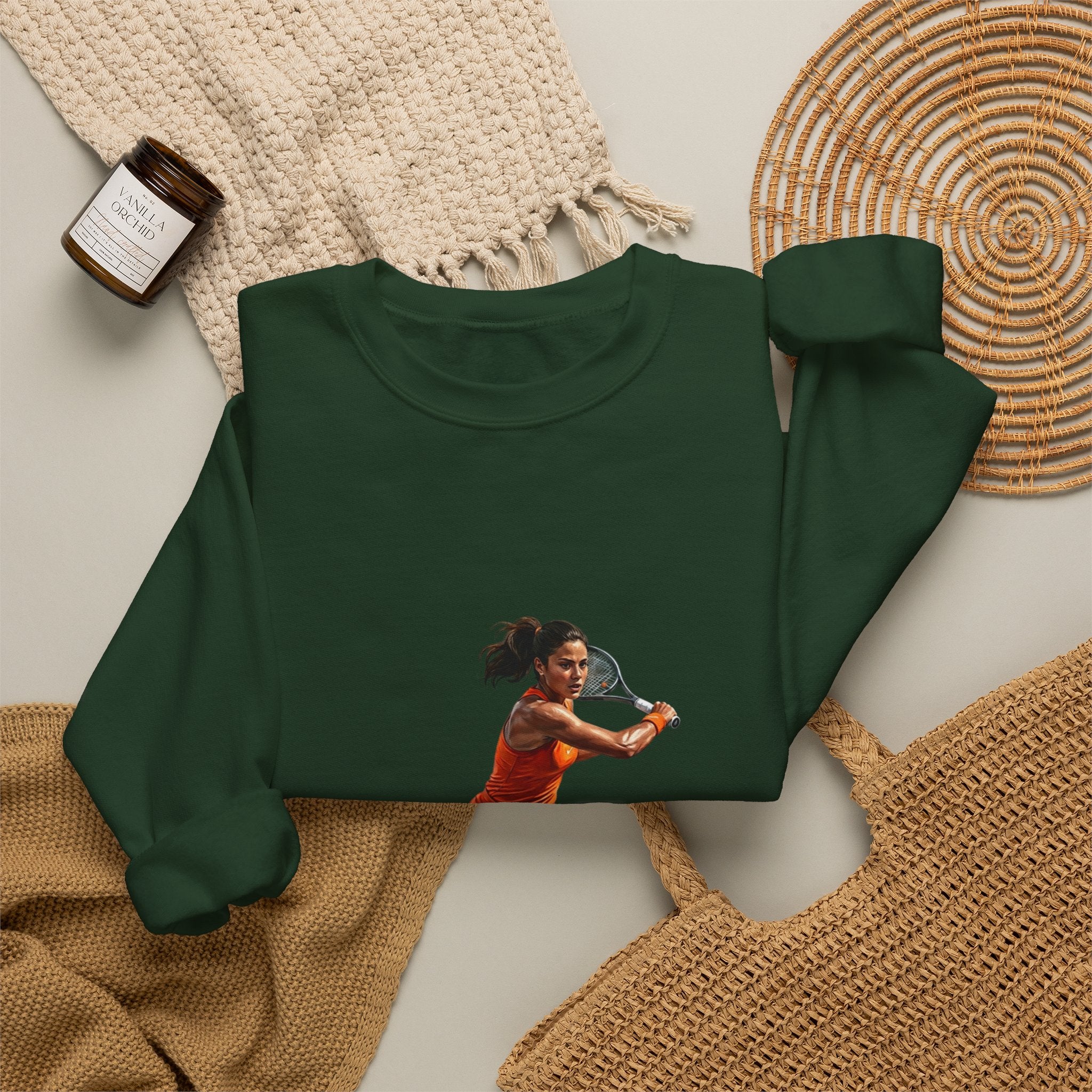 Tennis Player Graphic Sweatshirt — Vintage Court Action Crewneck