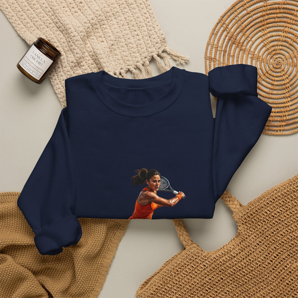 Tennis Player Graphic Sweatshirt — Vintage Court Action Crewneck