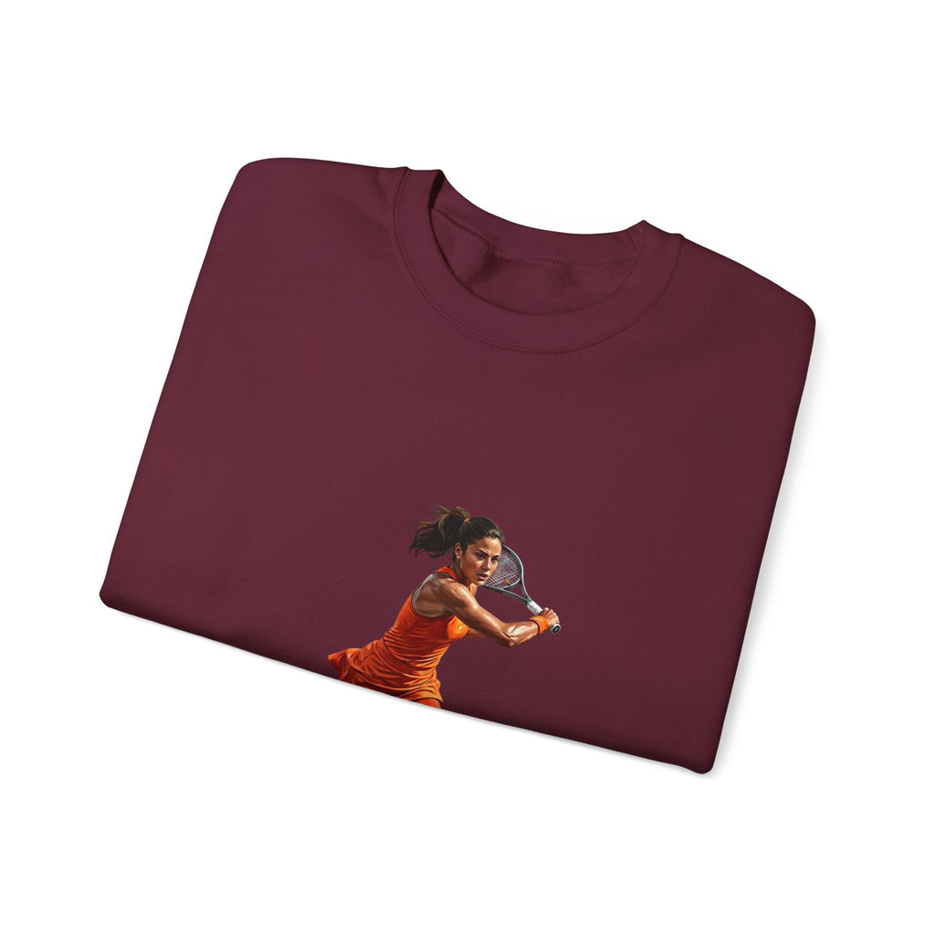 Tennis Player Graphic Sweatshirt — Vintage Court Action Crewneck
