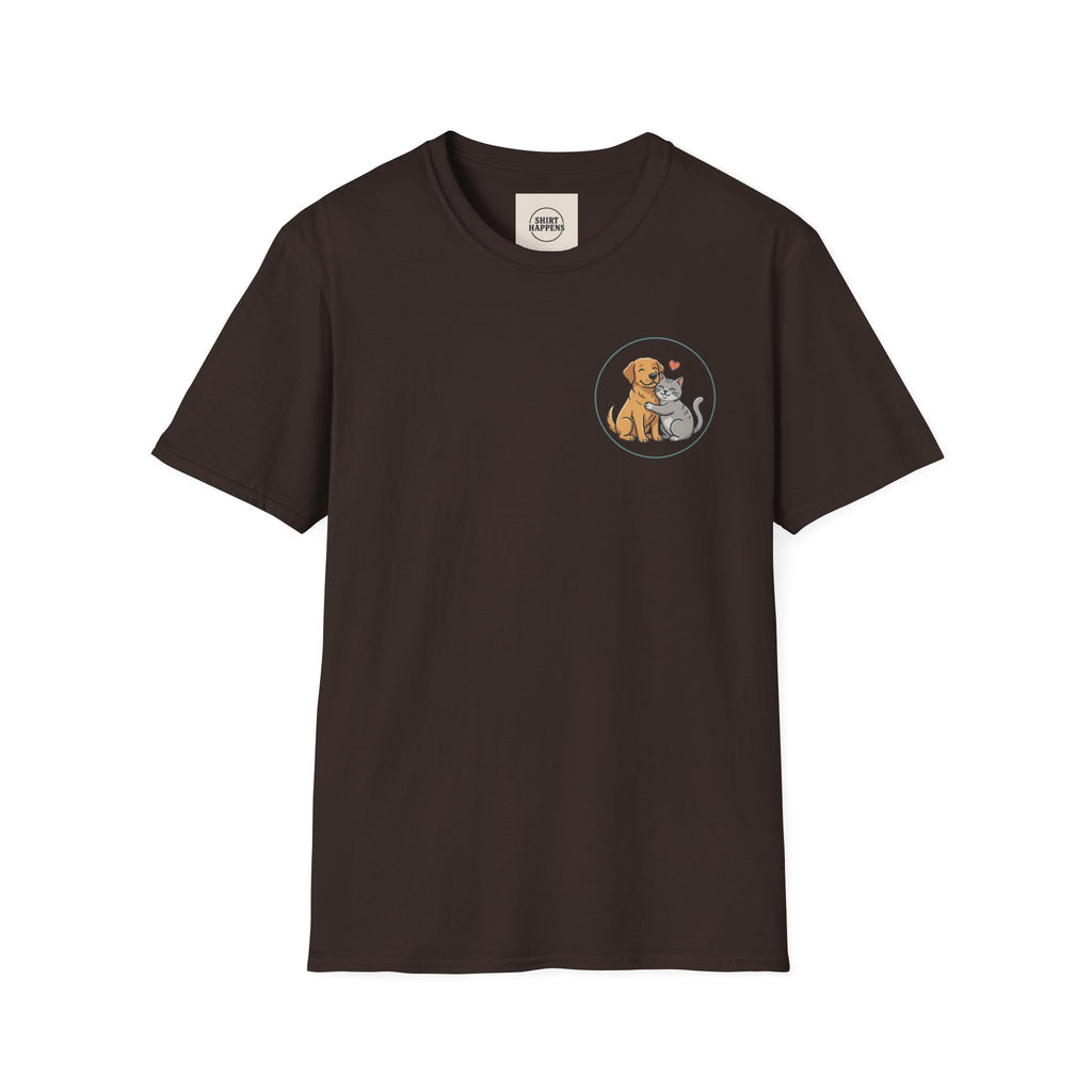 Dog and Cat Best Friends T-Shirt — Cute Pet Love Pocket Tee