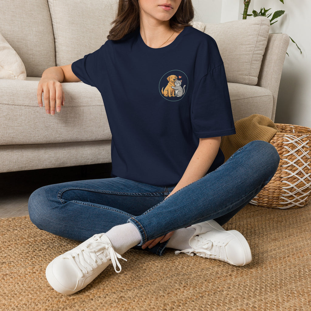 Dog and Cat Best Friends T-Shirt — Cute Pet Love Pocket Tee