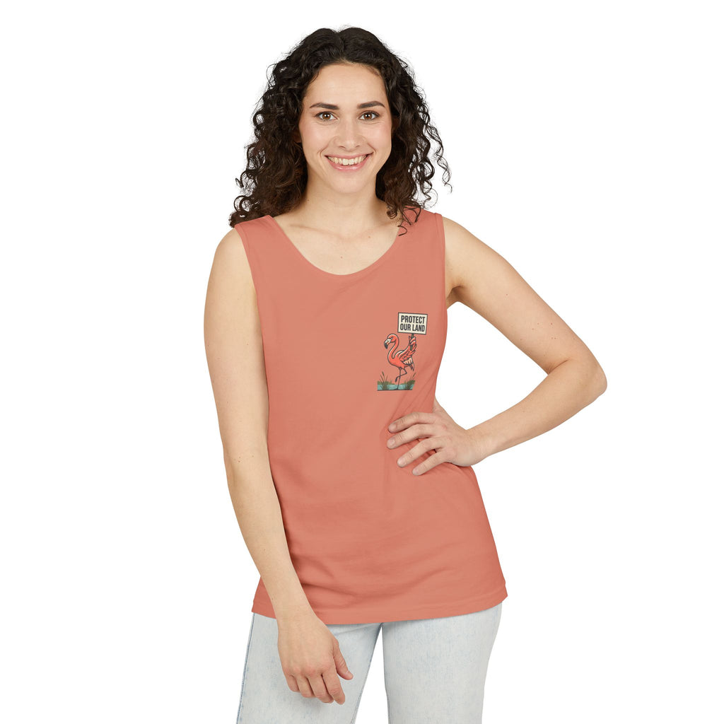 Flamingo Beach Vibes Tank Top – 'Property of the Beach' Graphic