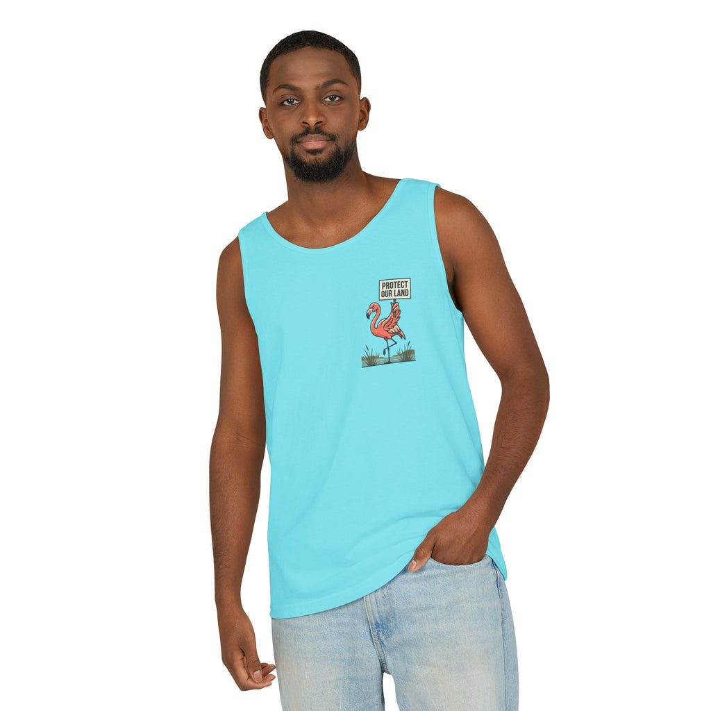 Flamingo Beach Vibes Tank Top – 'Property of the Beach' Graphic