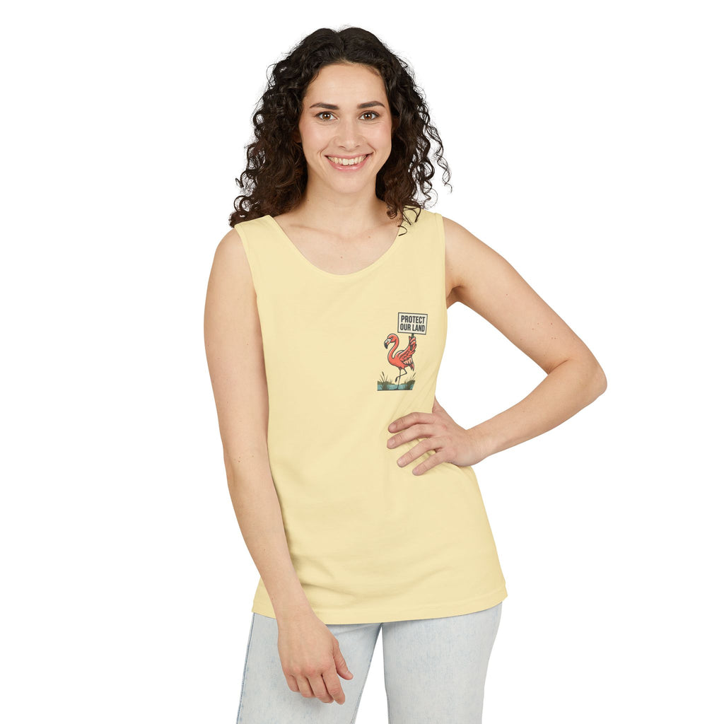 Flamingo Beach Vibes Tank Top – 'Property of the Beach' Graphic